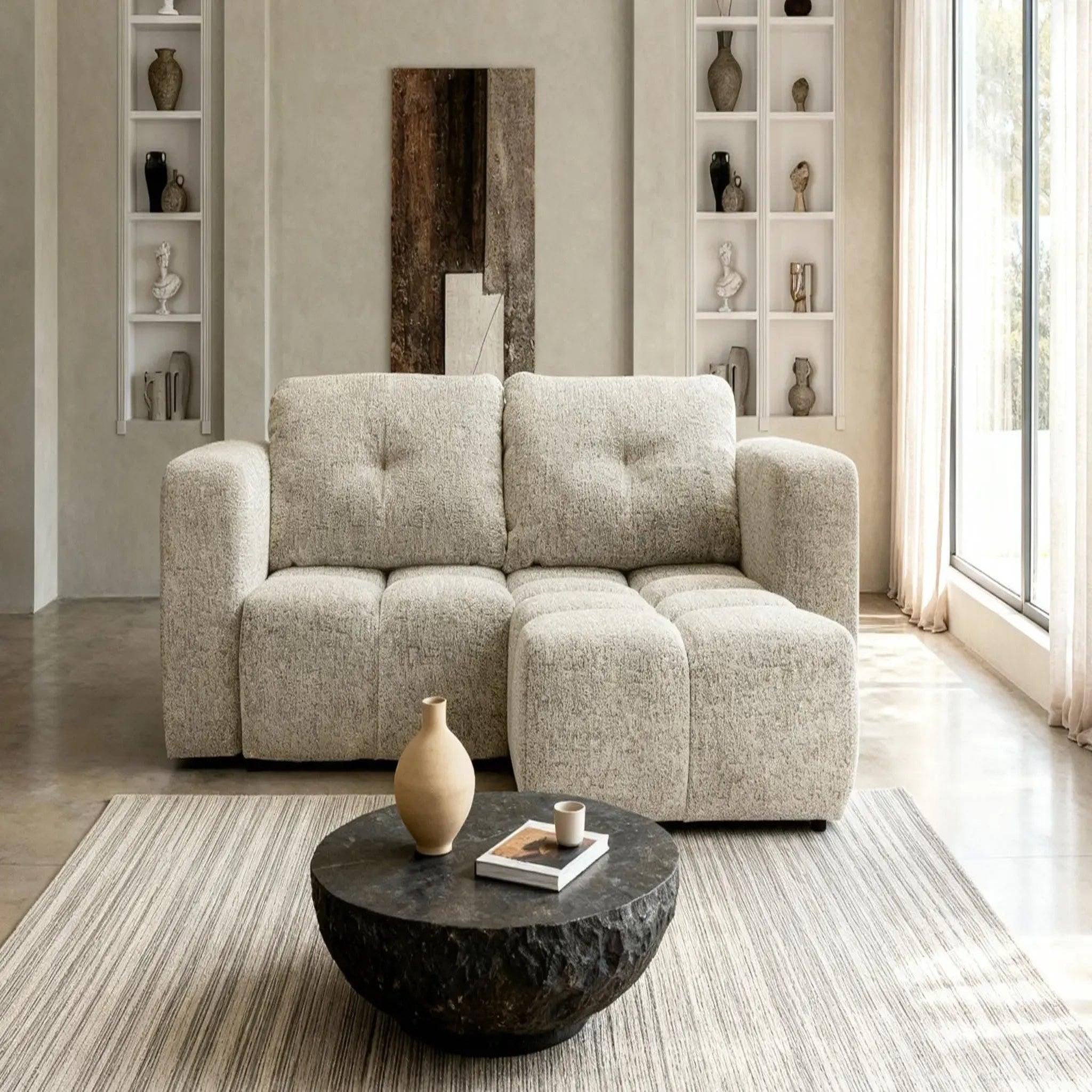 Voir la diapositive 3 : CASANOVA PARIS Romy mini - canapé d'angle convertible tissu chenille 2 places