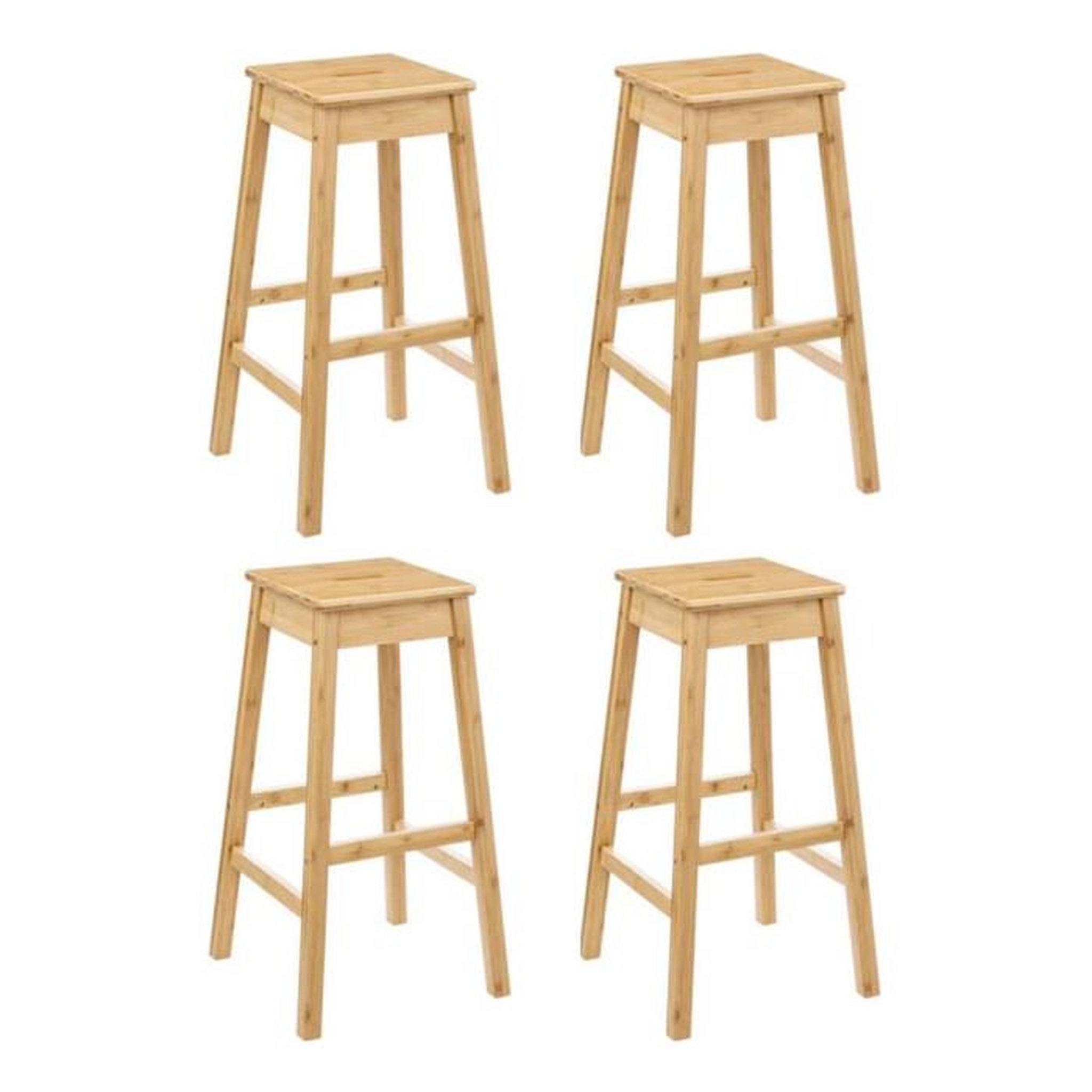 Voir la diapositive 1 : FIVE Lot de 4 Tabourets de Bar  Bambou  75cm Naturel