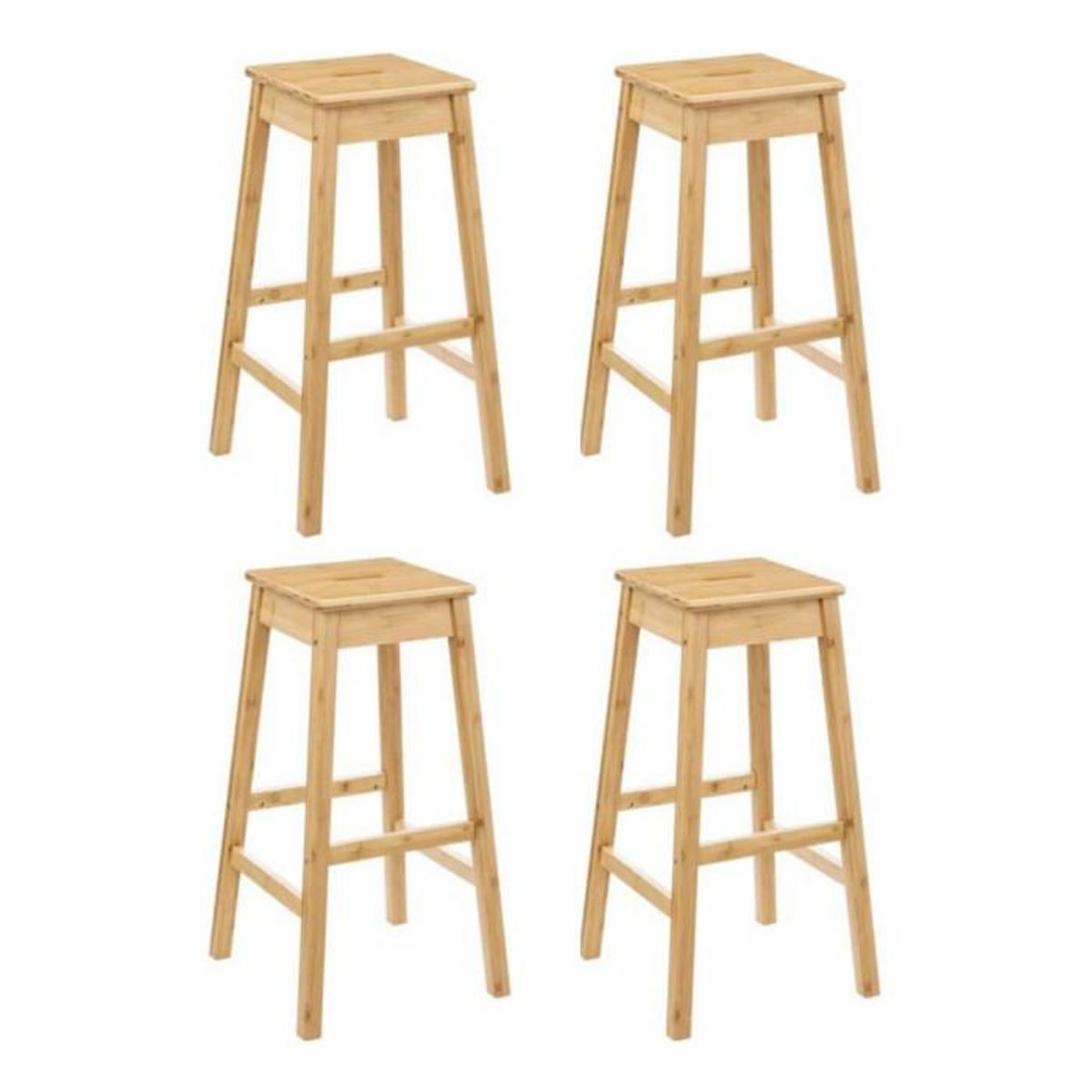 Paris Prix Lot de 4 Tabourets de Bar  Bambou  75cm Naturel