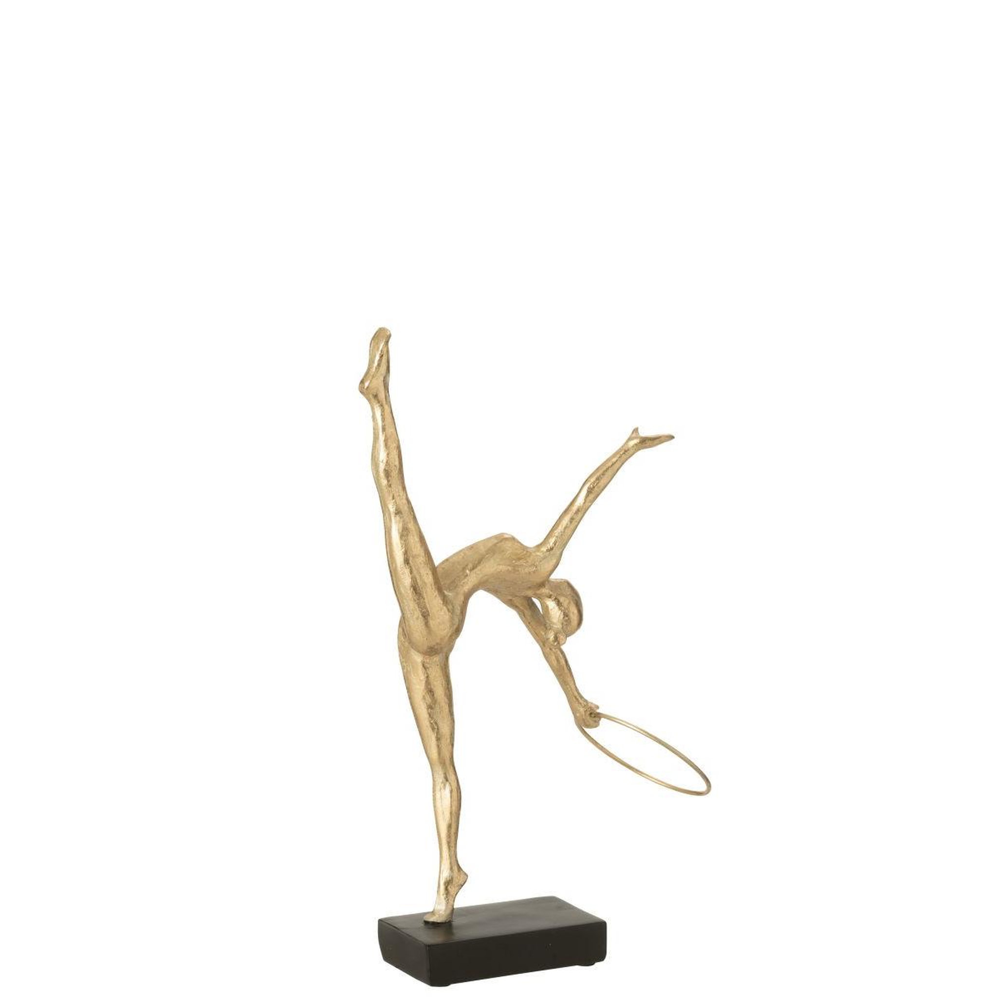 Voir la diapositive 2 : J-LINE Gymnaste cerceau sur socle  écart  35cm doré & noir