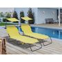 Voir la diapositive 2 : Habitat et Jardin Lt de 2 bains de soleil pliable  Lazy  - Avec pare soleil - Jaune