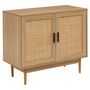 Voir la diapositive 1 : Buffet 2 portes cannage naturel - Décor imitation bois - L90cm AMANDINE