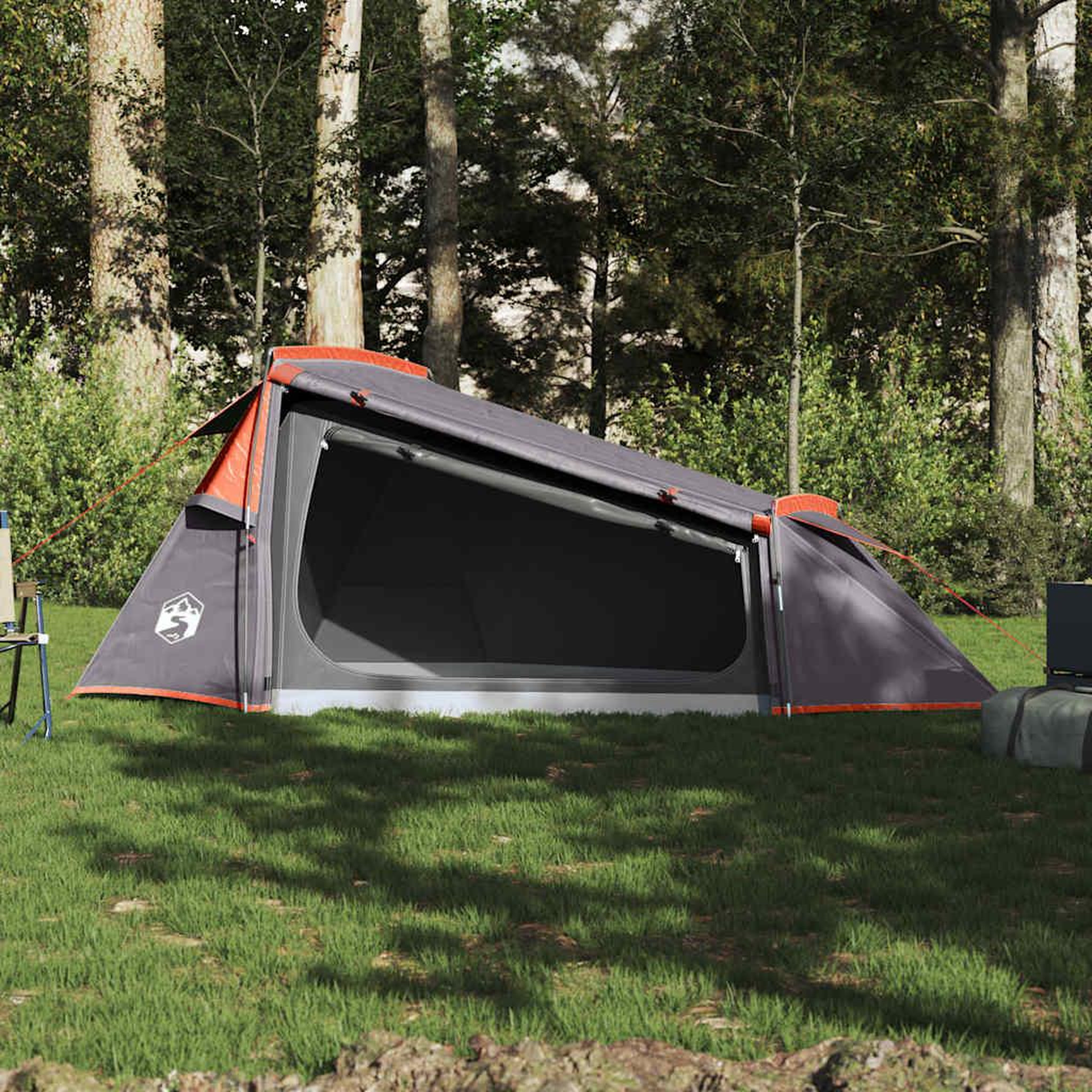 Voir la diapositive 3 : VIDAXL Tente de camping tunnel 2 personnes gris et orange impermeable