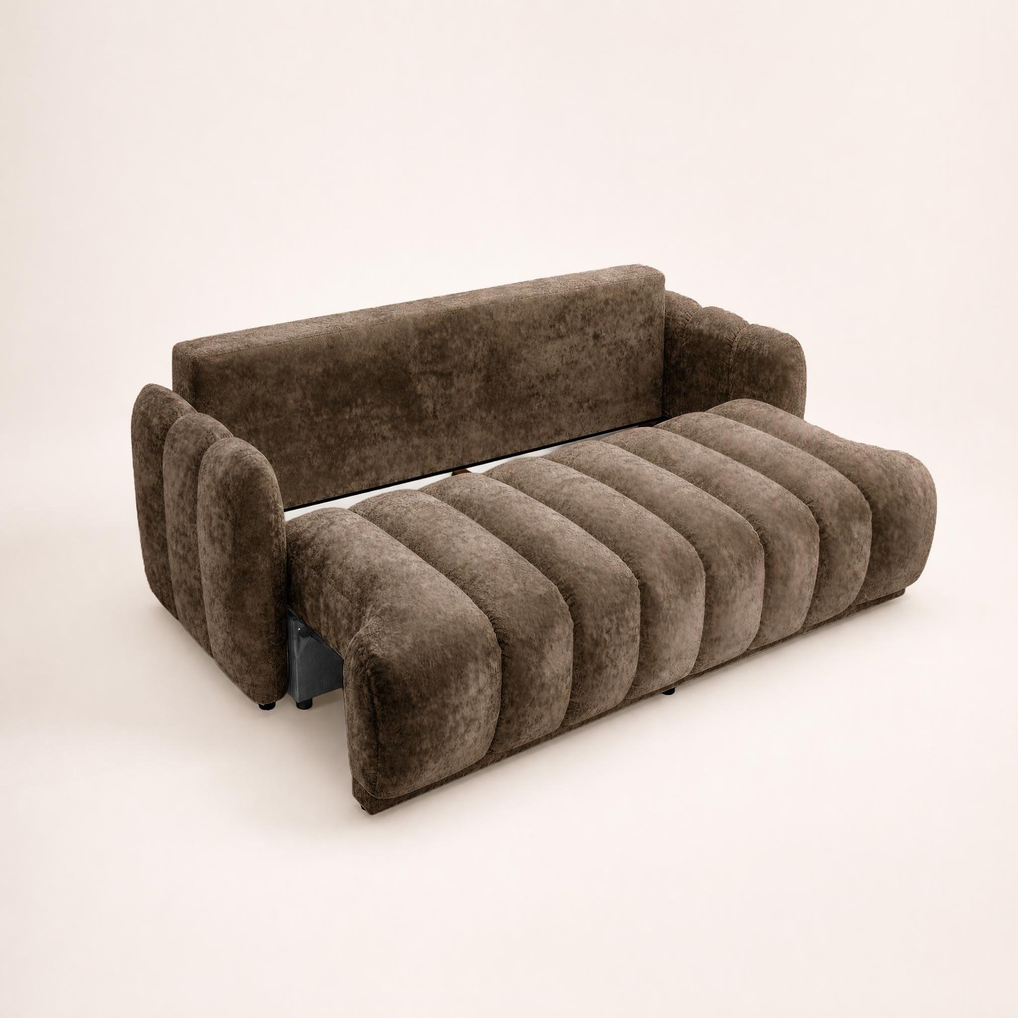 Voir la diapositive 4 : BEST MOBILIER Silvia - canapé droit 3 places convertible avec coffre - en tissu bouclette