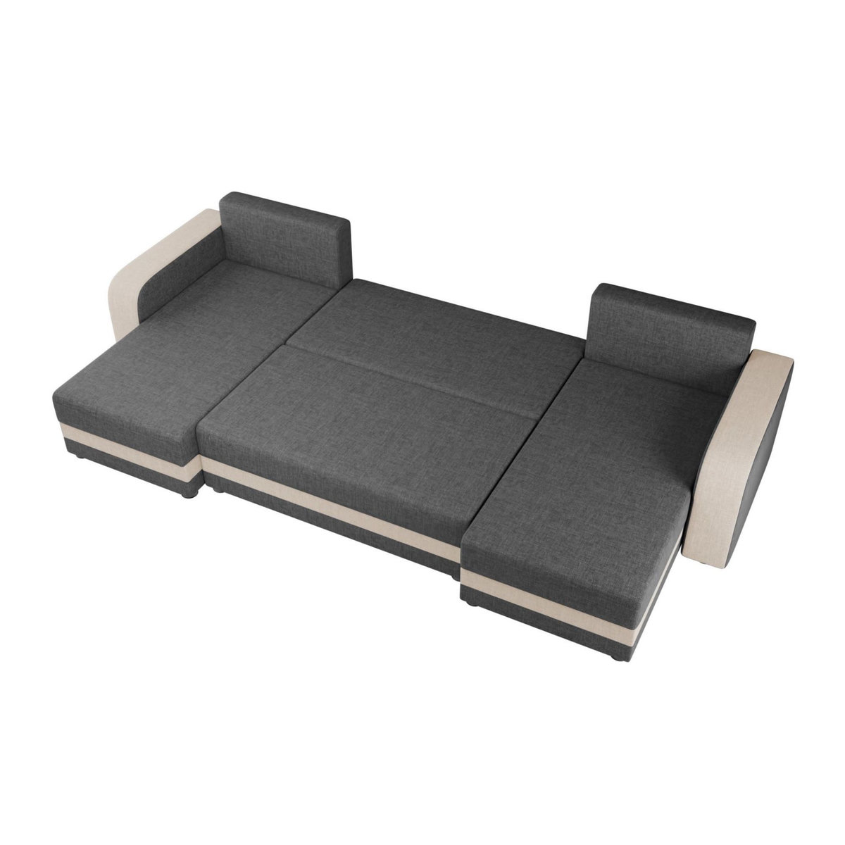 BEST MOBILIER Harvey - canapé panoramique en u 7 places convertible avec coffre en tissu bicolore