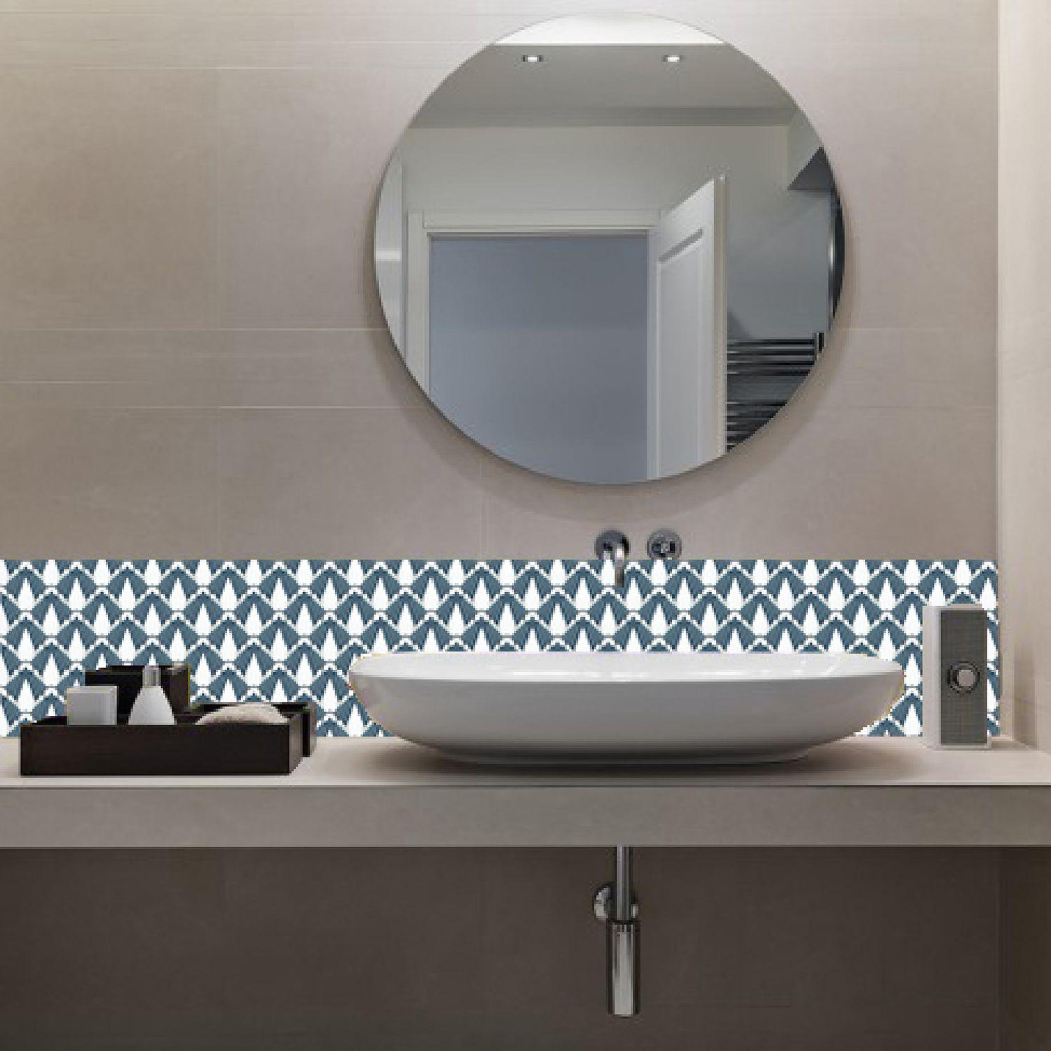 HABITABLE Crédence adhésive scandinave en pvc décoration - l. 200 x l. 40 cm - bleu