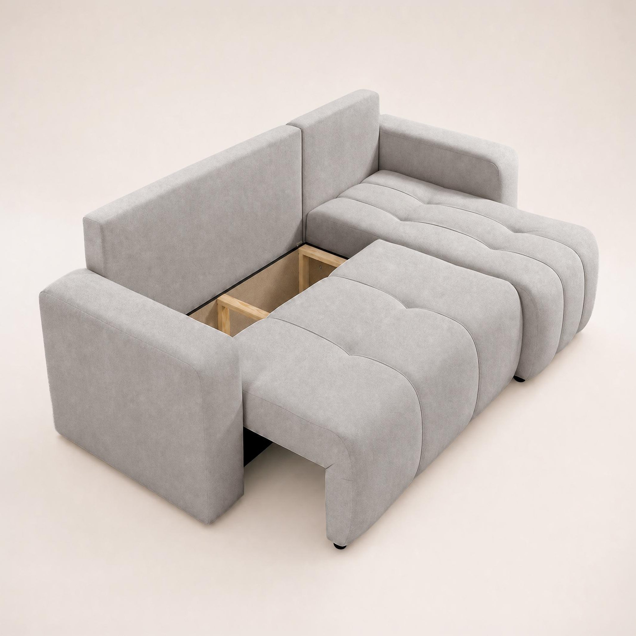 Voir la diapositive 5 : BEST MOBILIER Nicole - canapé d'angle réversible 4 places convertible avec coffre en tissu