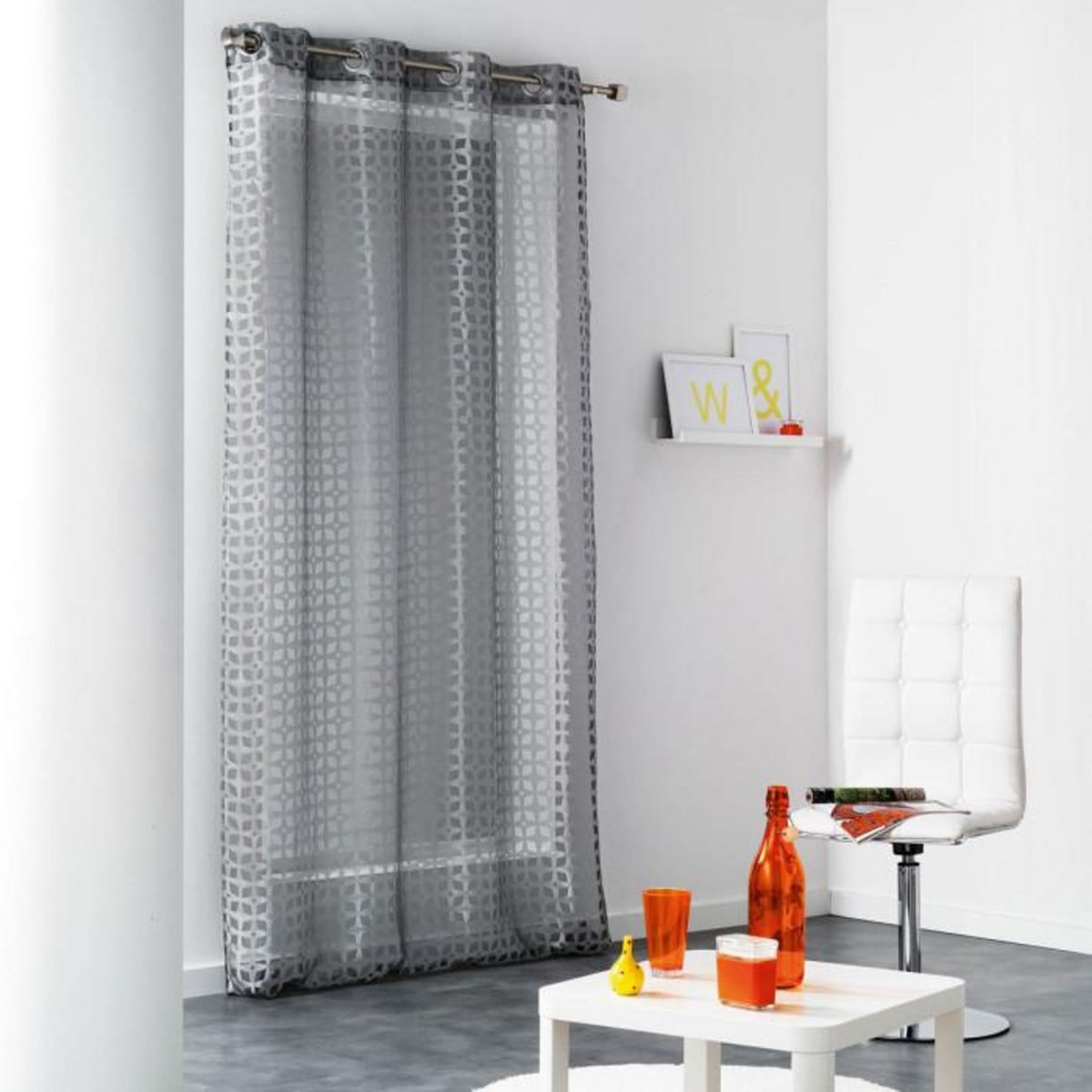 Paris Prix Rideau Voilage à Œillets  Glorenza  140x240cm Gris