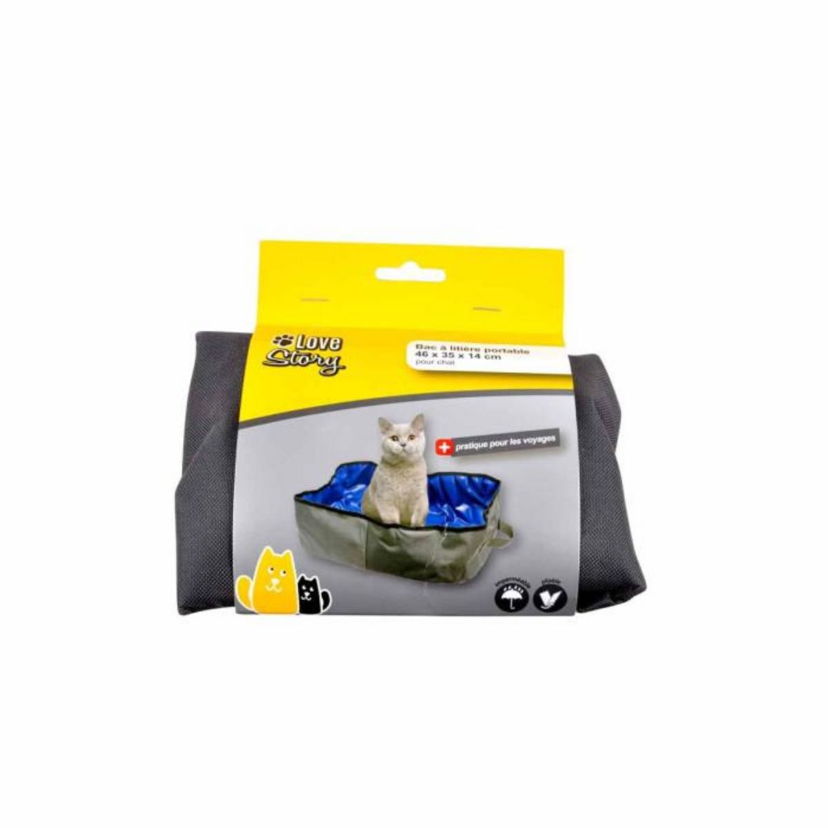Paris Prix Bac à Litière pour Chat  Transportable  46cm Gris