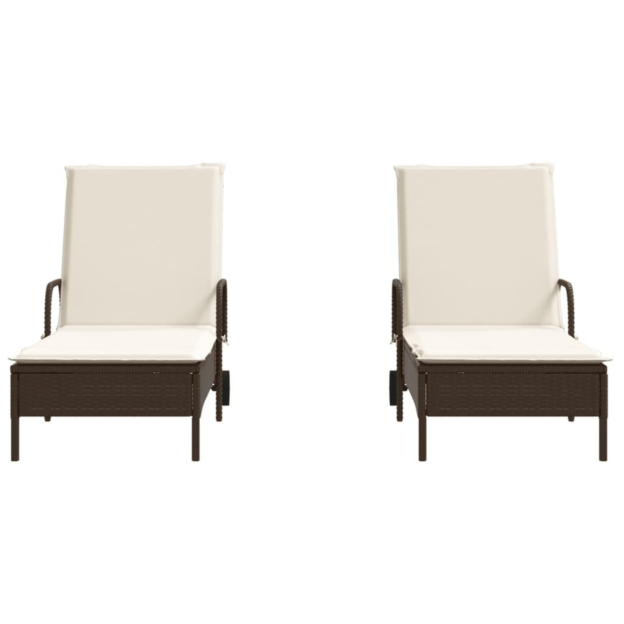 Voir la diapositive 4 : VIDAXL Chaises longues avec coussins lot de 2 marron resine tressee