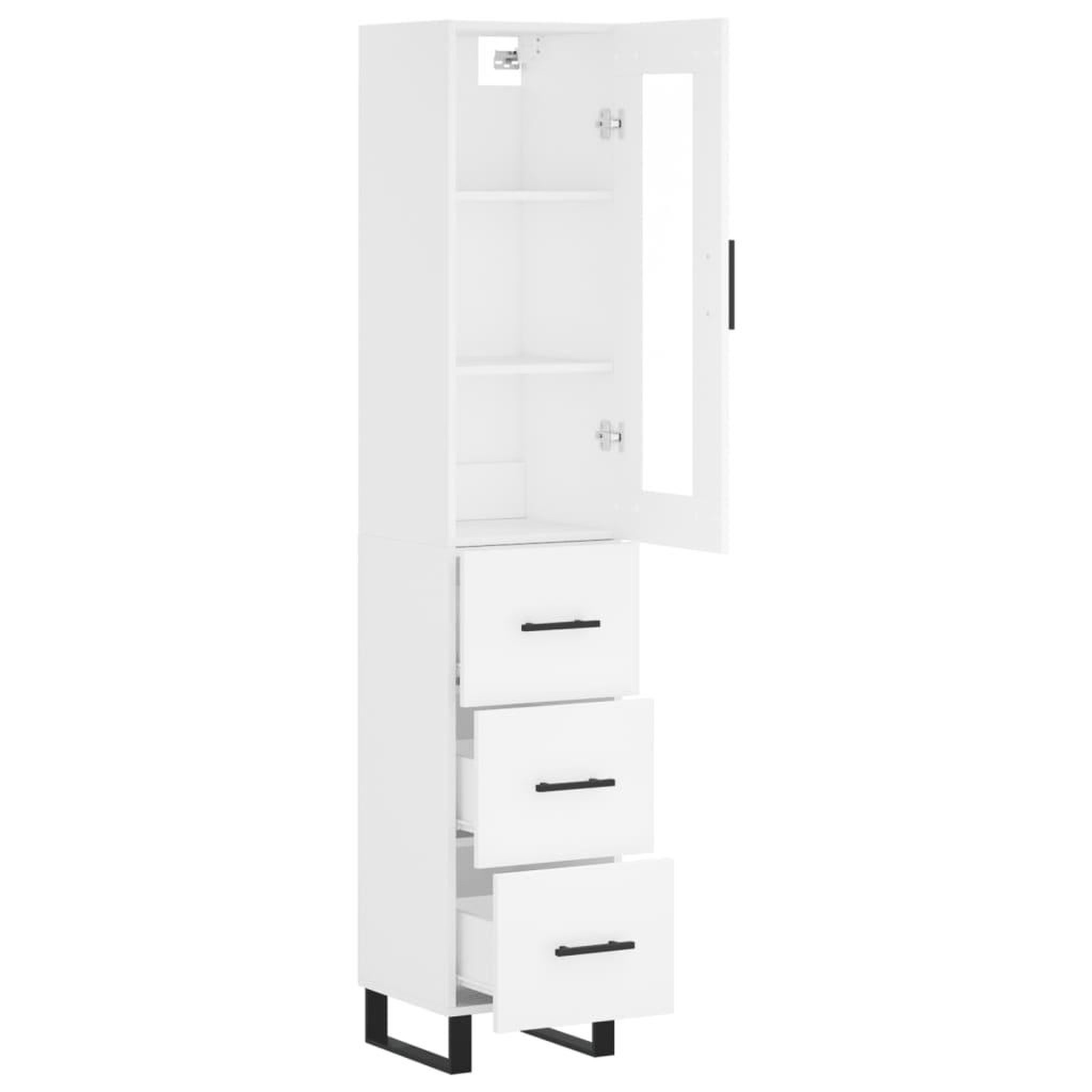 Voir la diapositive 4 : VIDAXL Buffet haut Blanc 34,5x34x180 cm Bois d'ingenierie