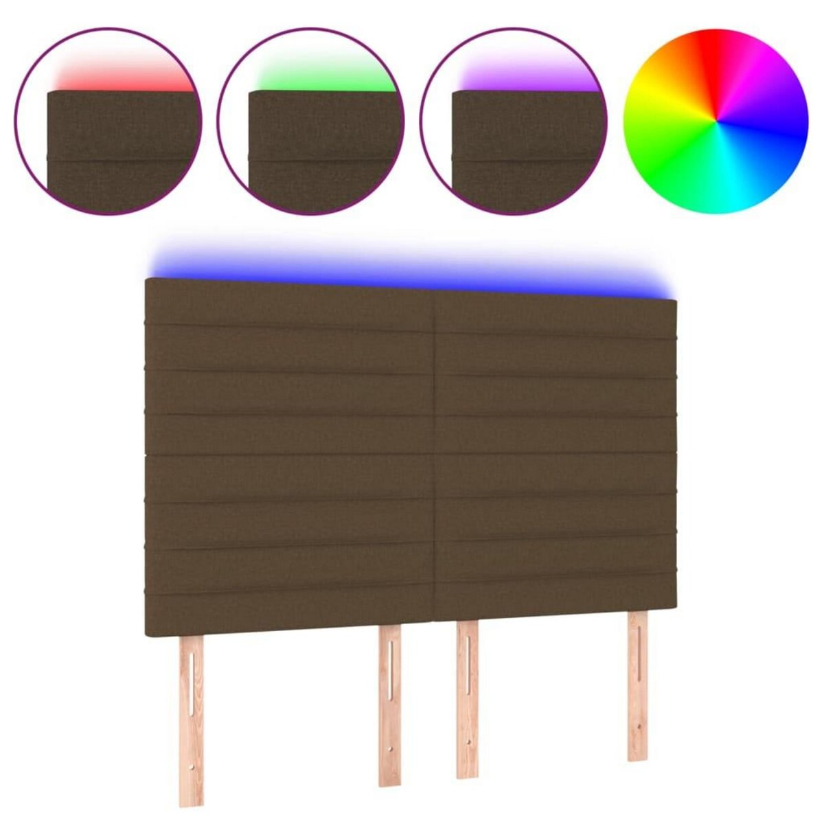 VIDAXL Tete de lit a LED Marron fonce 144x5x118/128 cm Tissu