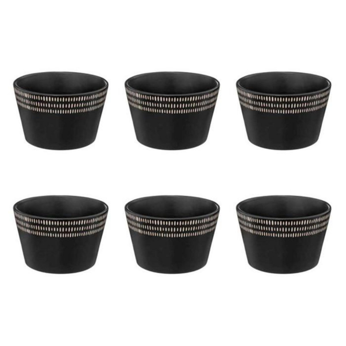 SECRET DE GOURMET Lot de 6 Bols Ronds  Ethnikaa  57cl Noir