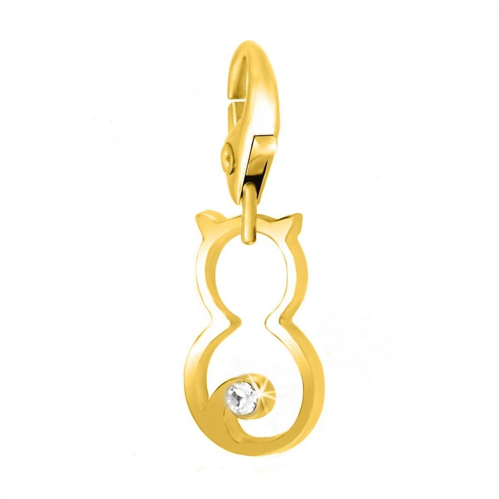 SC CRYSTAL Charm chat doré SC Crystal orné de Cristaux scintillants