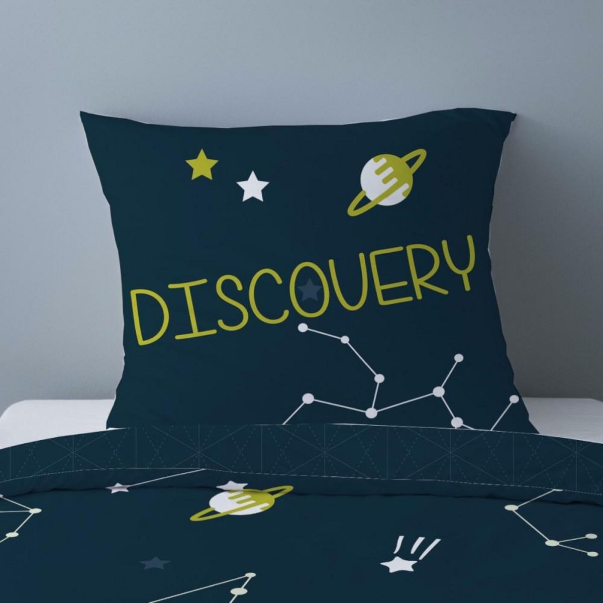 Dourev Housse de couette 140x200 DISCOVERY + taie 100% coton 57 fils