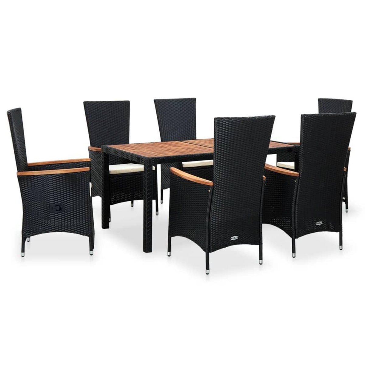 VIDAXL Ensemble a manger d'exterieur 7pcs Resine tressee acacia Noir