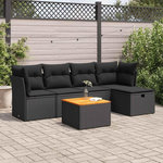 VIDAXL Salon de jardin 6 pcs avec coussins noir resine tressee