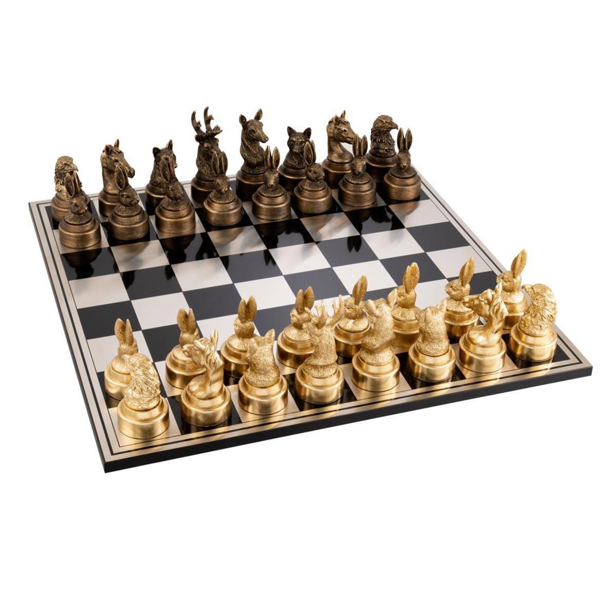 J-LINE Jeu d'échecs design  animaux  60cm multicolore
