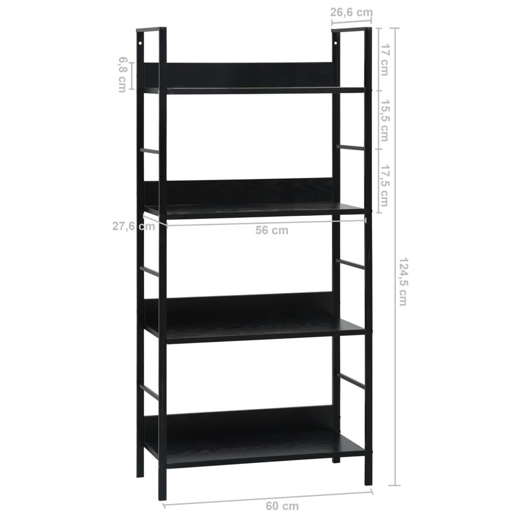 Voir la diapositive 6 : VIDAXL Bibliotheque a 4 niveaux noir 60x27,6x124,5cm bois d'ingenierie