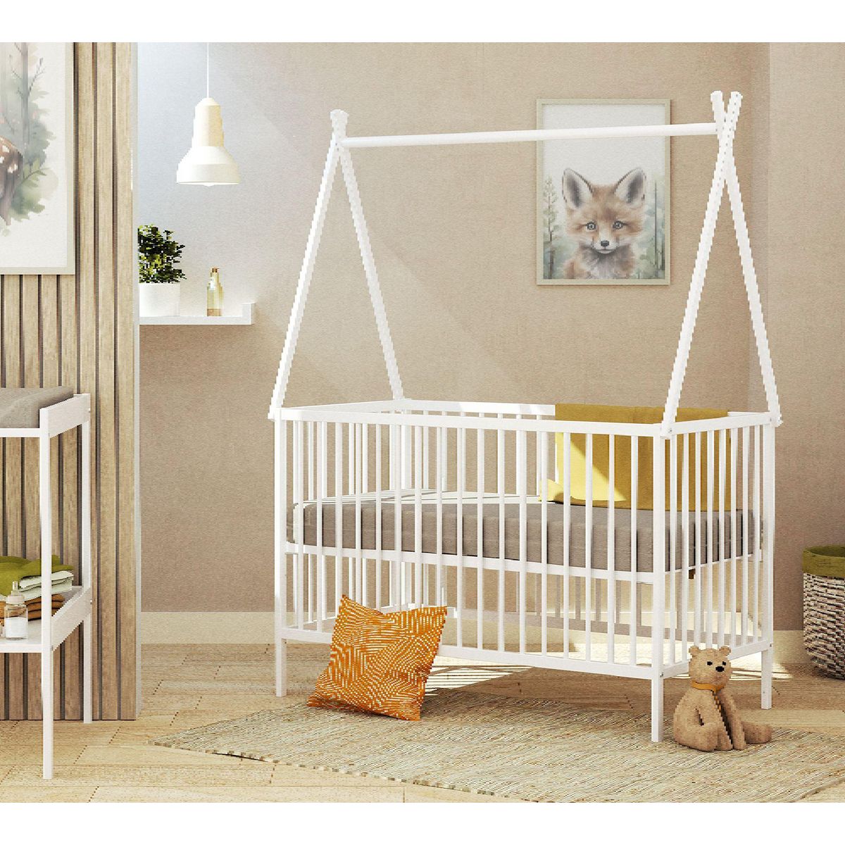 WEBABY Lit tipi 60x120 en bois