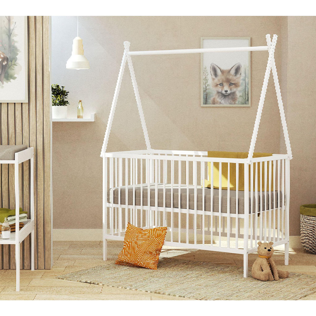 WEBABY Lit tipi 60x120 en bois