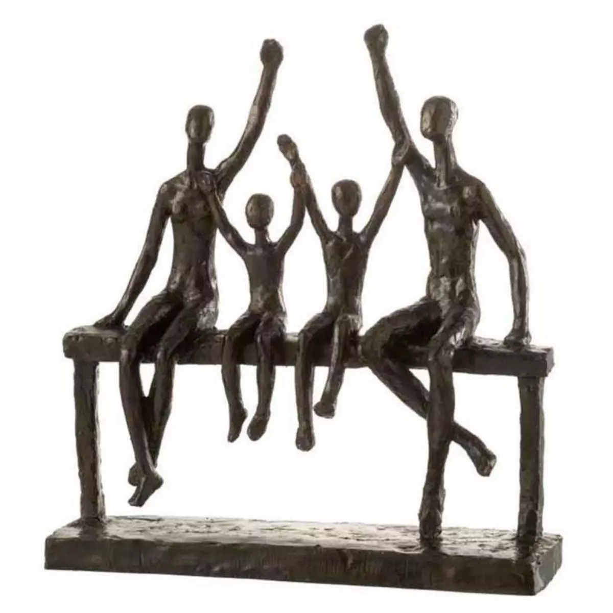 Paris Prix Statuette Déco  Famille sur Banc  34cm Marron