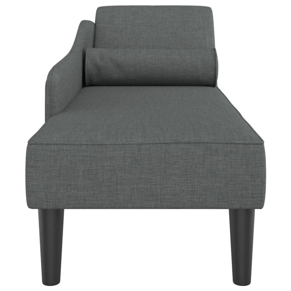 VIDAXL Chaise longue avec coussins gris fonce tissu