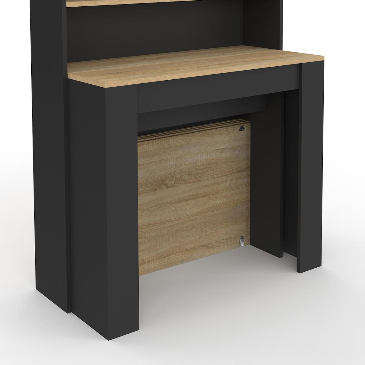 ID MARKET Table buffet haut extensible ORLANDO 8 personnes bois et noir 235 cm