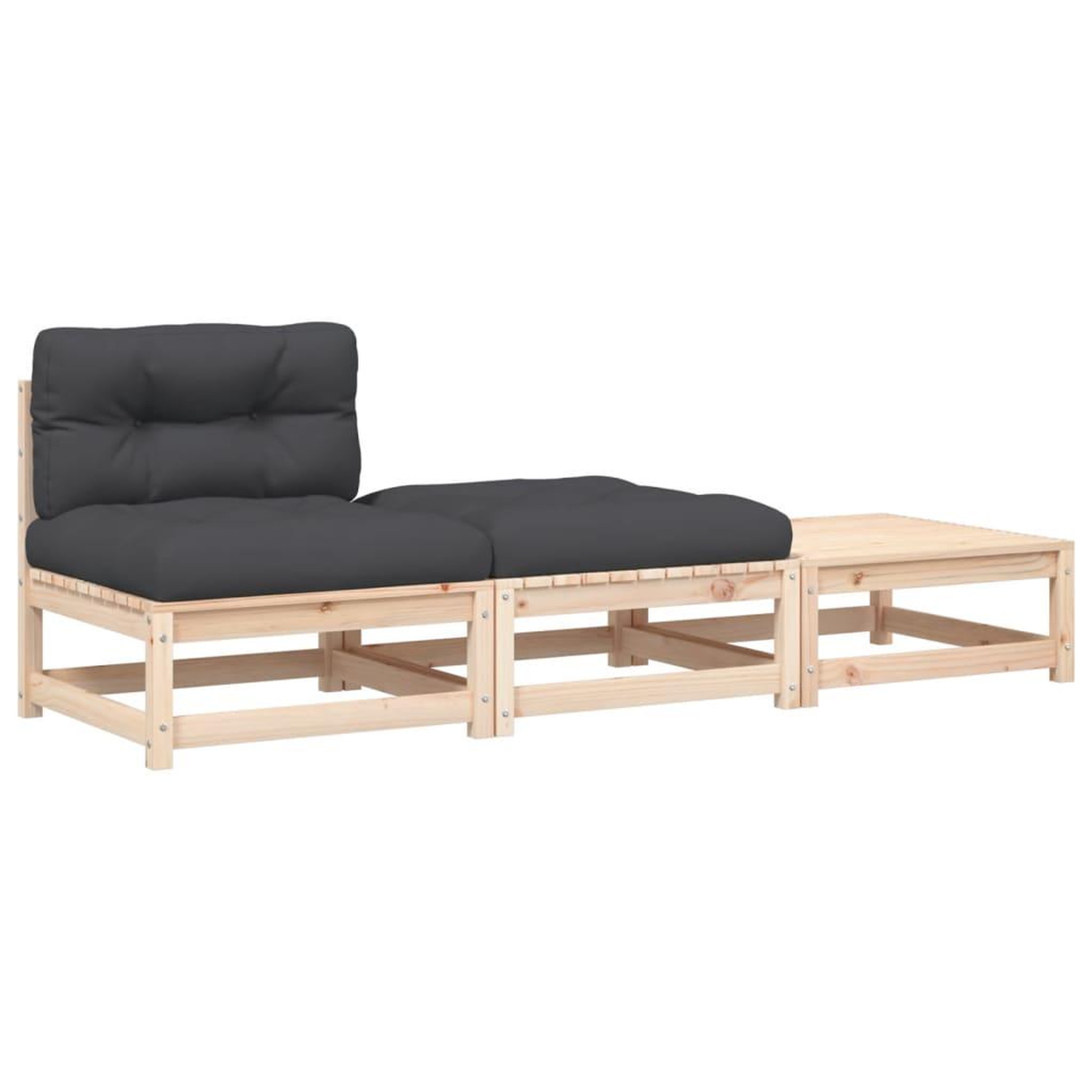 Voir la diapositive 2 : VIDAXL Canape de jardin sans accoudoirs avec coussins et repose-pieds