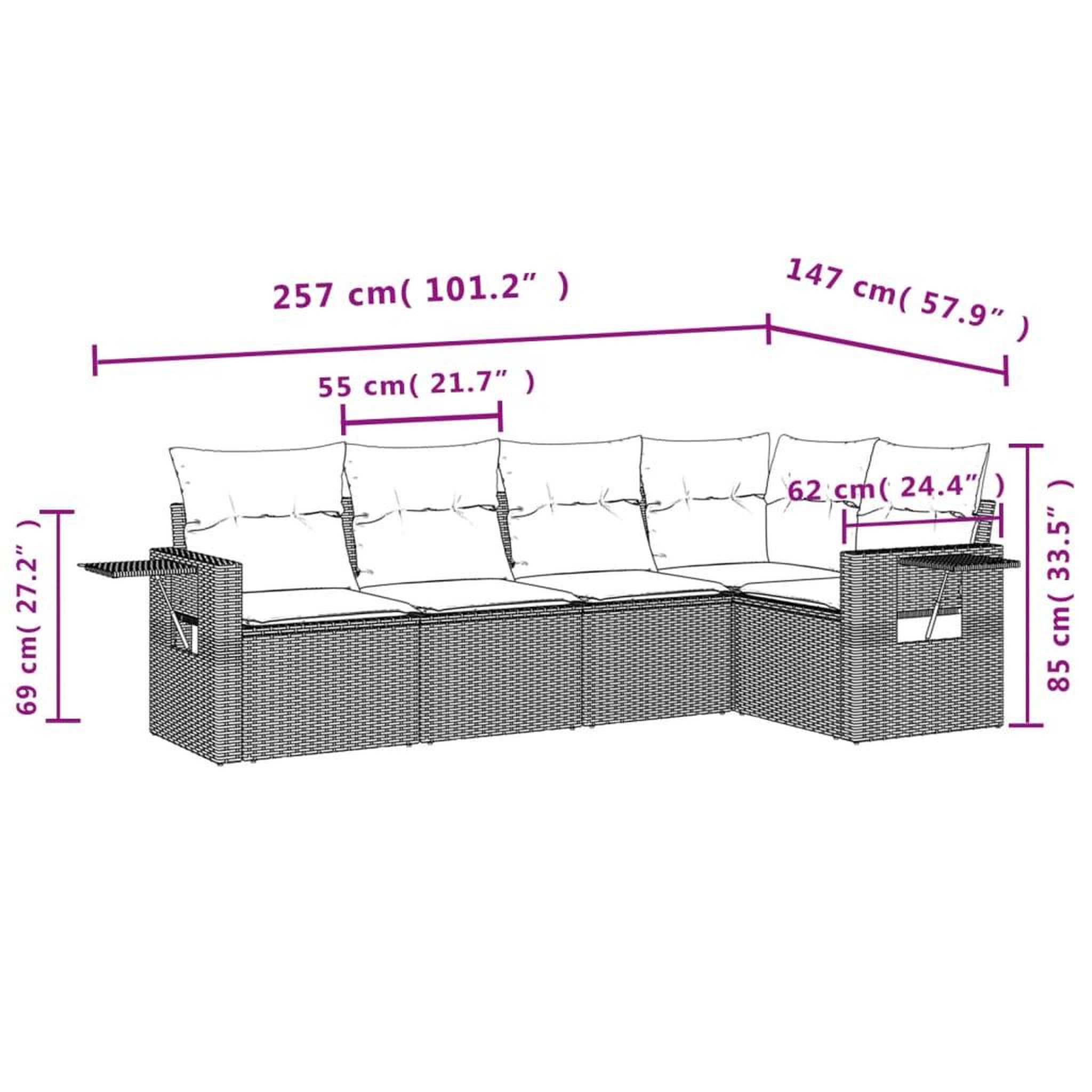 Voir la diapositive 3 : VIDAXL Salon de jardin 5 pcs avec coussins noir resine tressee
