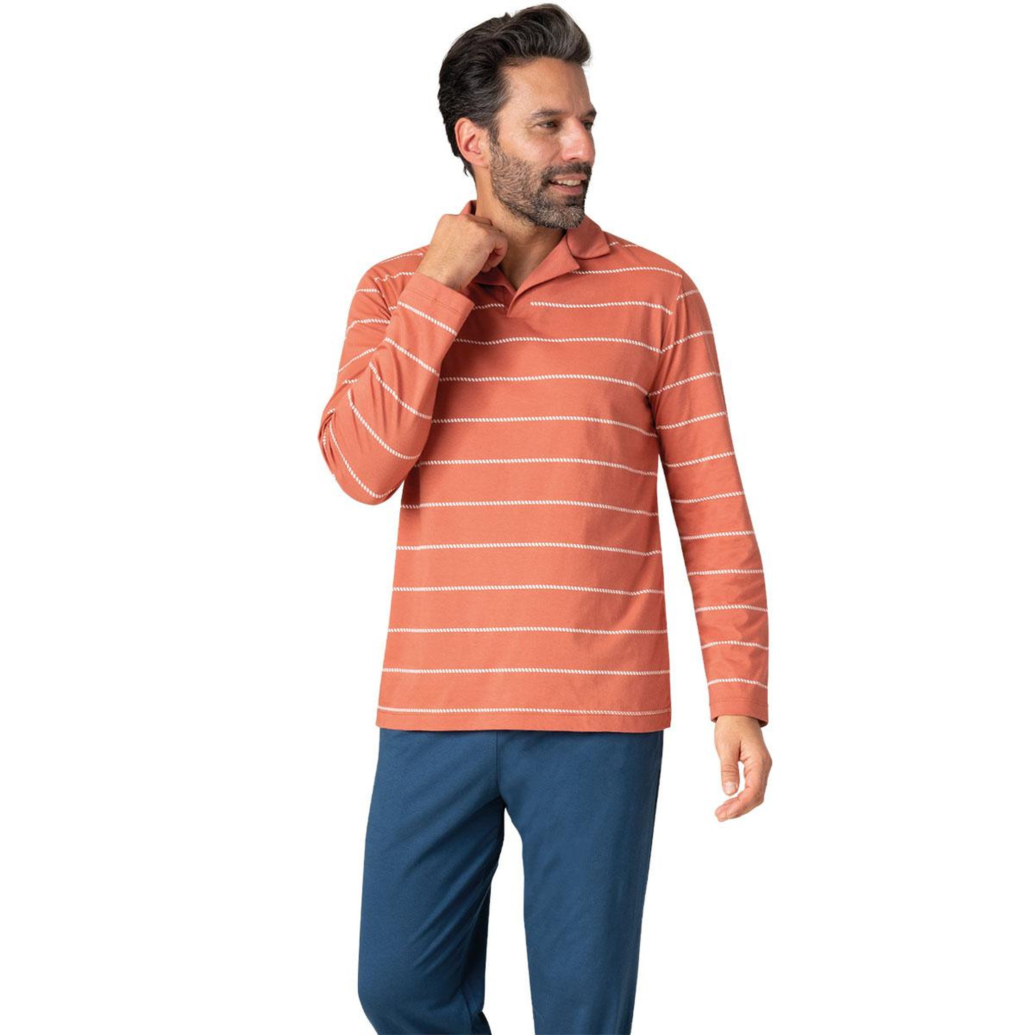 Voir la diapositive 1 : Eminence Pyjama long col T homme Coton Bio