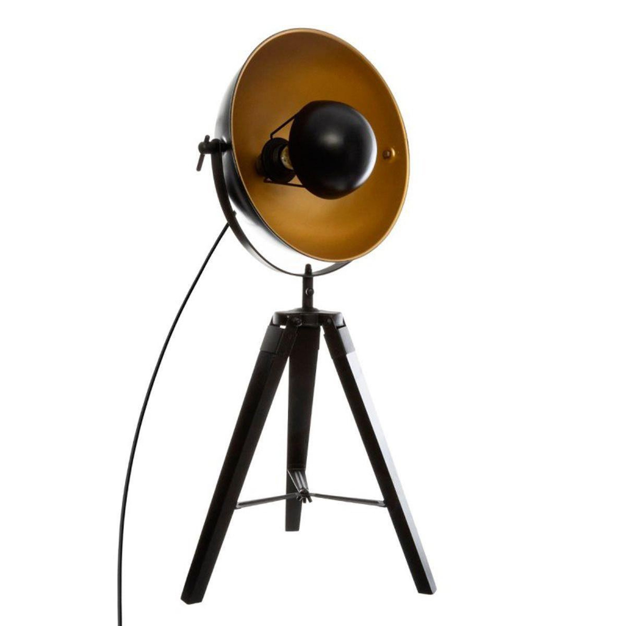 Voir la diapositive 1 : ATMOSPHERA Lampe à poser trépied design  lahti  71cm noir & or