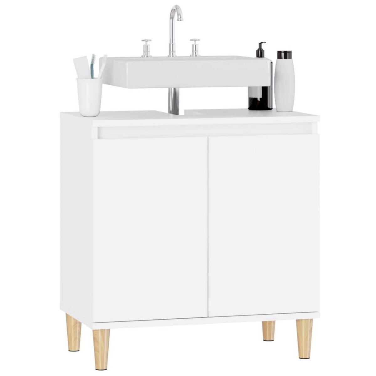 VIDAXL Meuble d'evier blanc 58x33x60 cm bois d'ingenierie