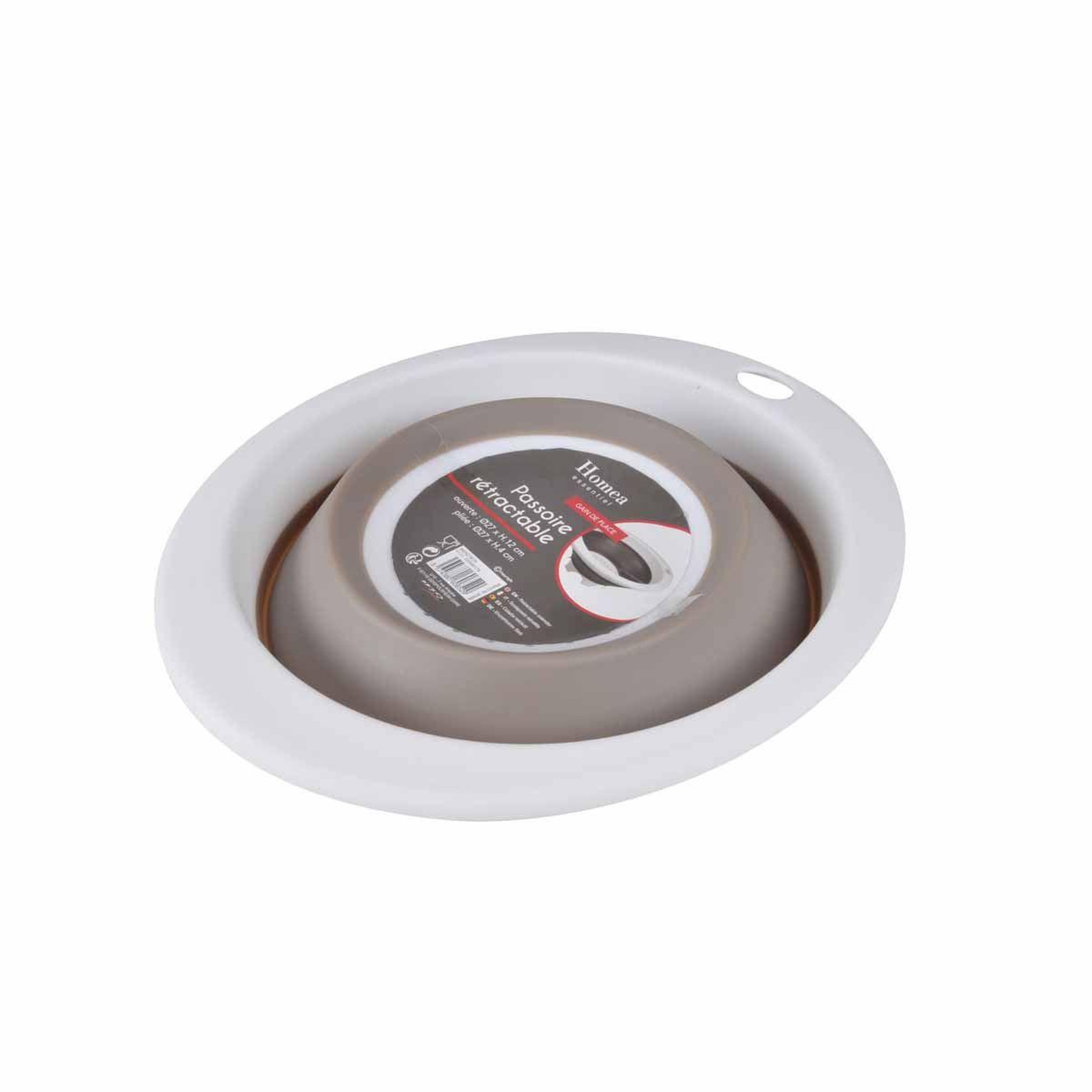 Voir la diapositive 3 : HOMEA Passoire de cuisine  rétractable  27cm taupe