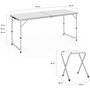 Voir la diapositive 3 : ID MARKET Table de camping pliante réglable en hauteur 160 cm et 6 tabourets blancs