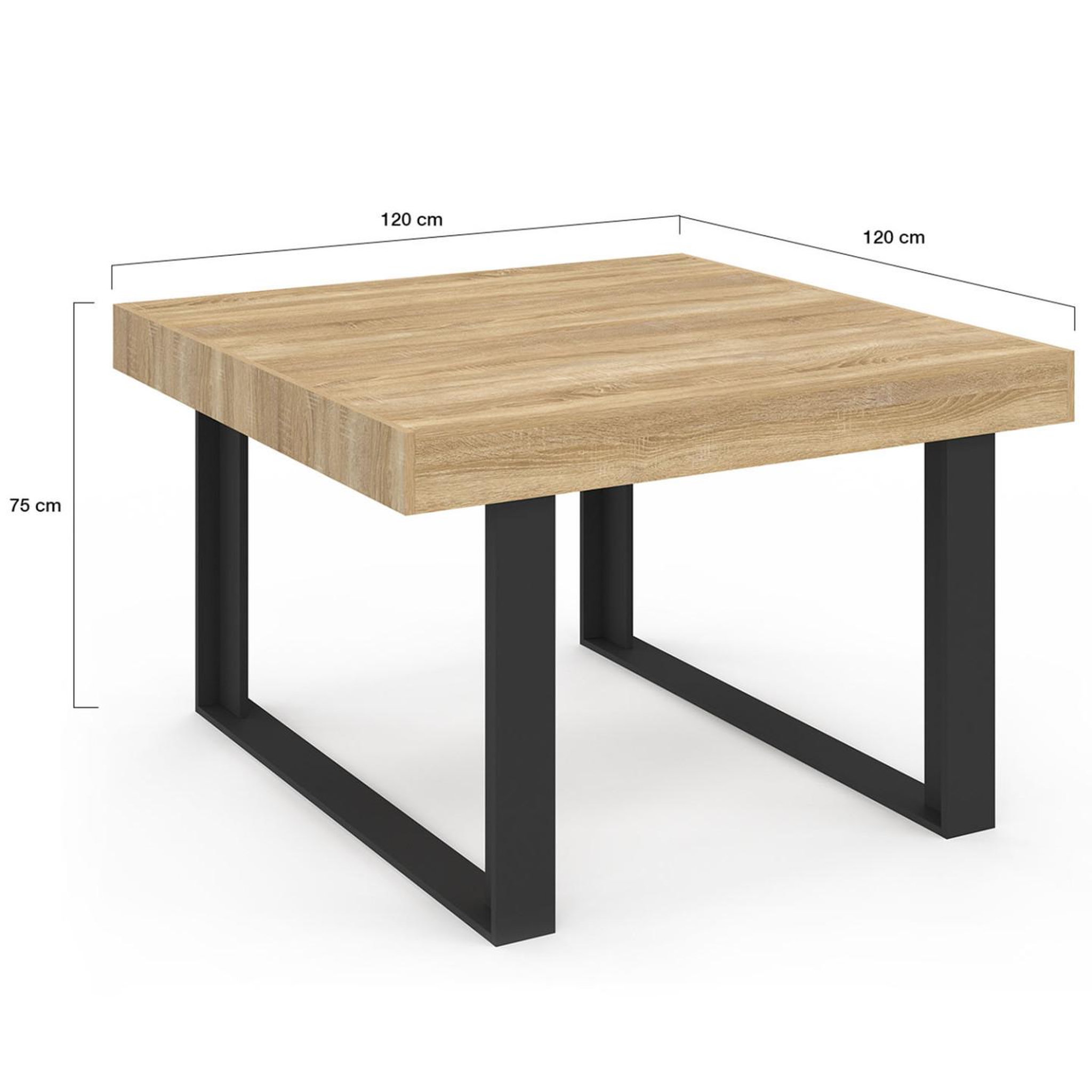Voir la diapositive 4 : ID MARKET Table à manger carrée phoenix 6 personnes bois et noir 120 cm