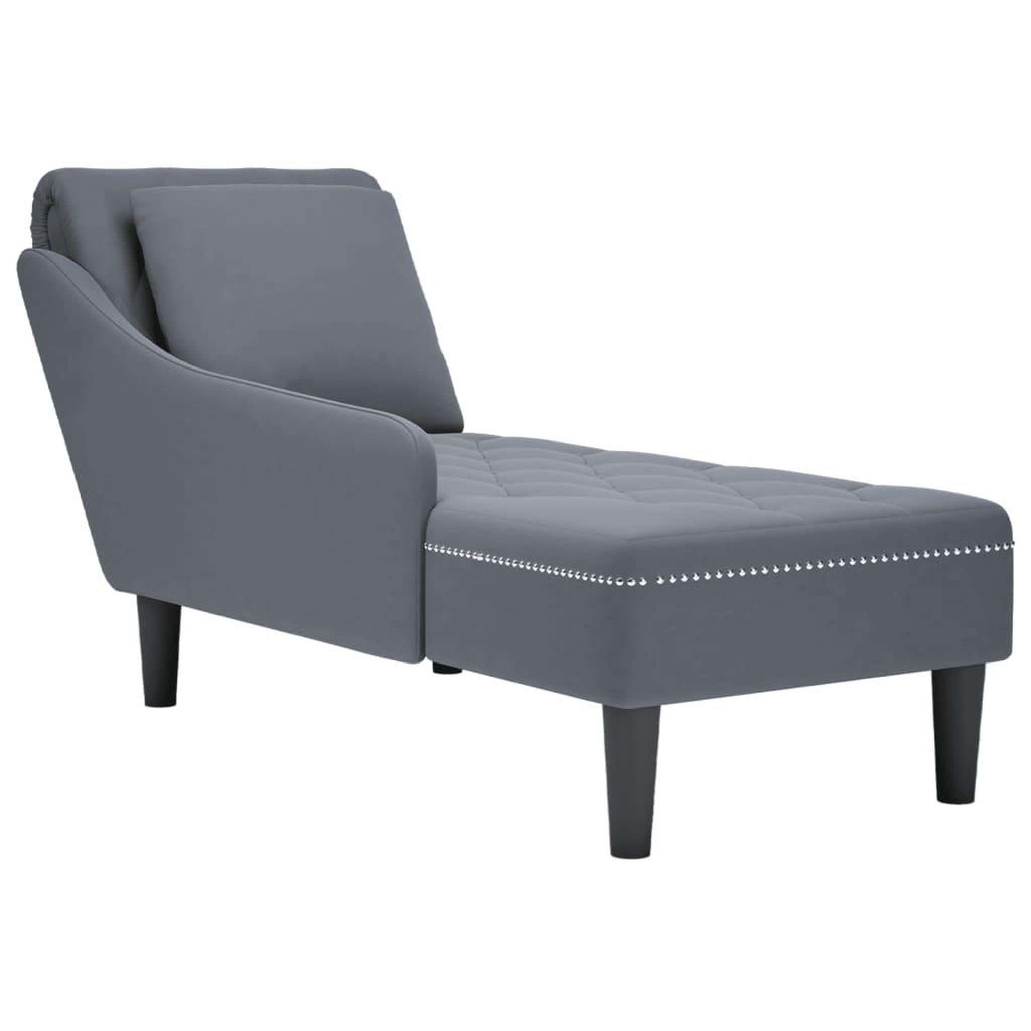 VIDAXL Fauteuil long et coussin et accoudoir droit gris fonce velours