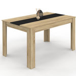 ID MARKET Table à manger rectangle GEORGIA 6 personnes imitation hêtre et noire 140 x 80 cm