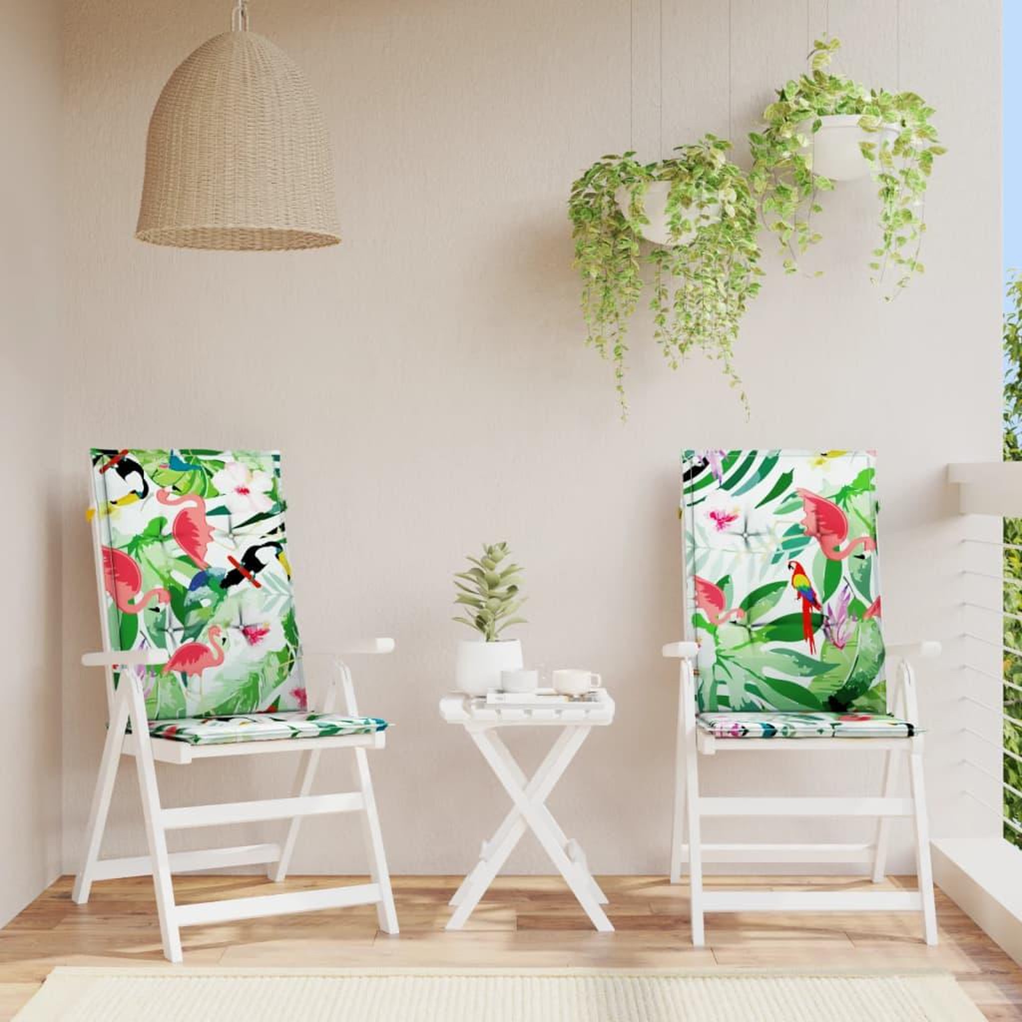 Voir la diapositive 1 : VIDAXL Coussins de chaise de jardin dossier haut lot de 2 multicolore