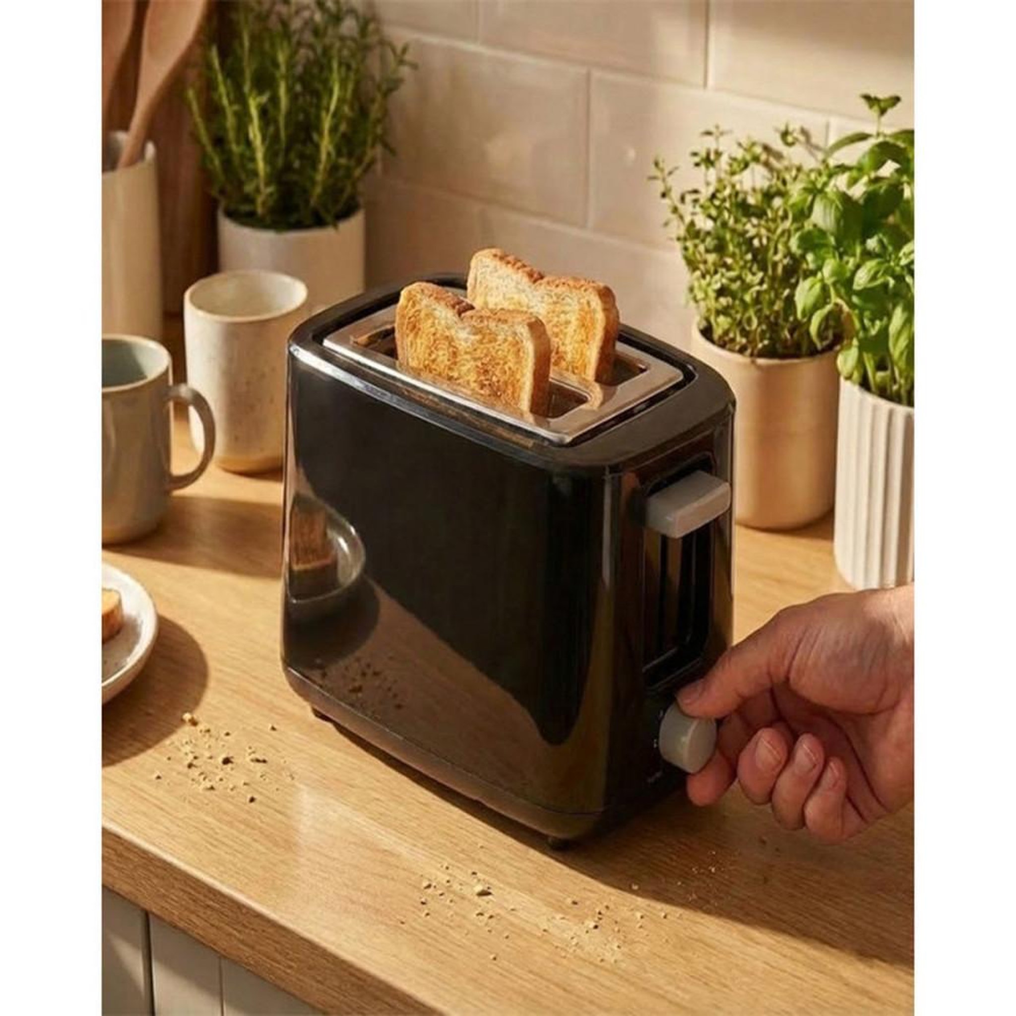 Voir la diapositive 4 : Toaster 2 tranches à fentes extra larges, 7 niveaux de brunissage, 850 W noir mat