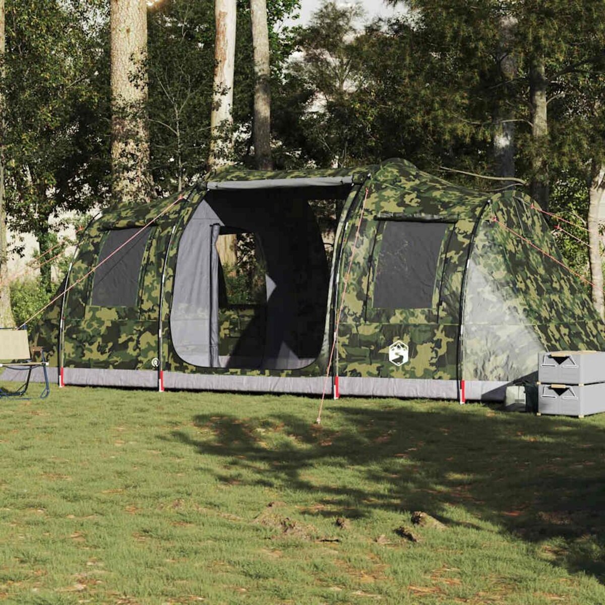VIDAXL Tente de camping tunnel 4 personnes camouflage impermeable