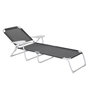 Voir la diapositive 1 : OUTSUNNY Bain de soleil pliable - transat inclinable 4 positions - chaise longue grand confort avec accoudoirs - métal époxy textilène - dim. 160L x 66l x 80H cm - gris foncé