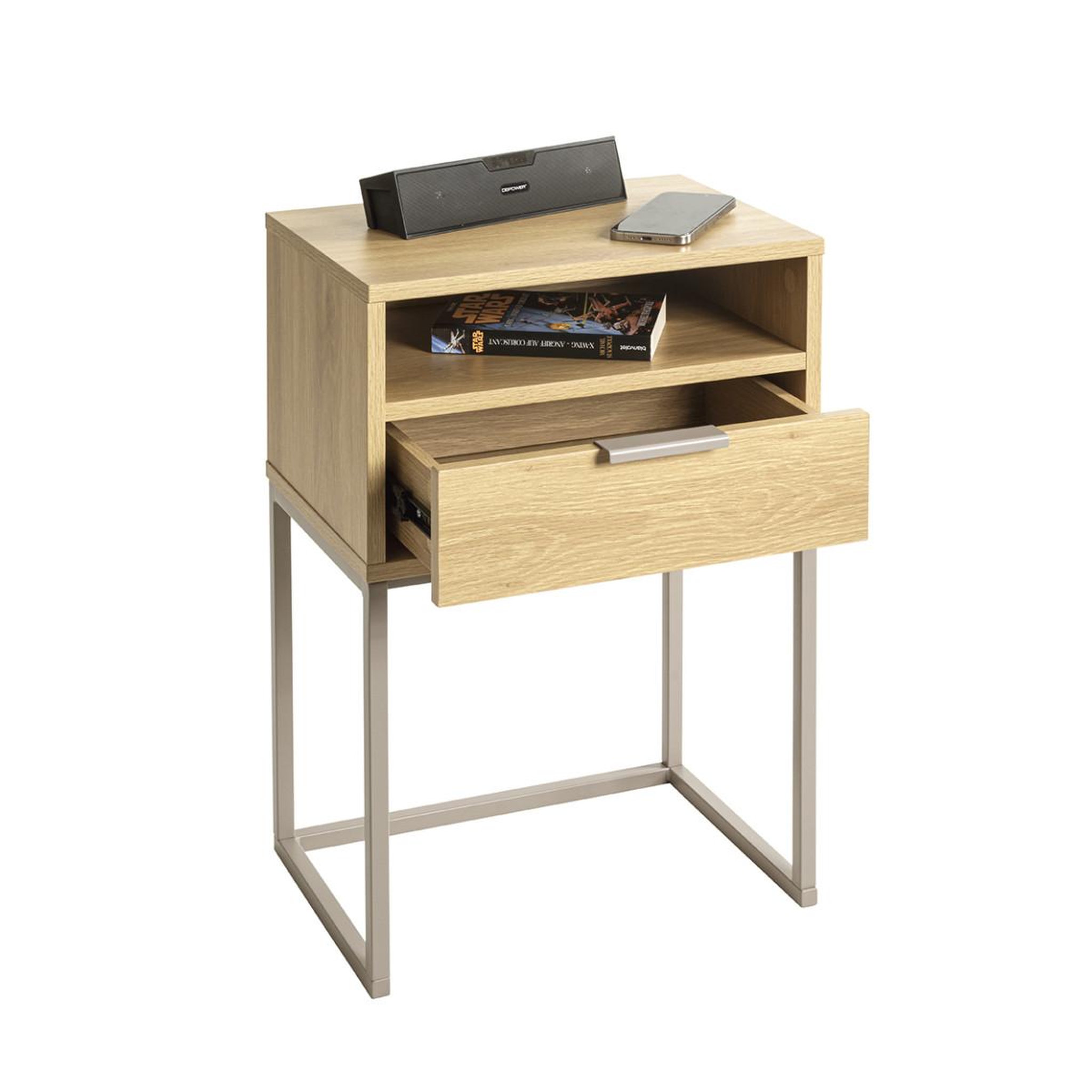 Voir la diapositive 5 : Paris Prix Table de chevet avec tiroir  malmö  60cm chêne & beige
