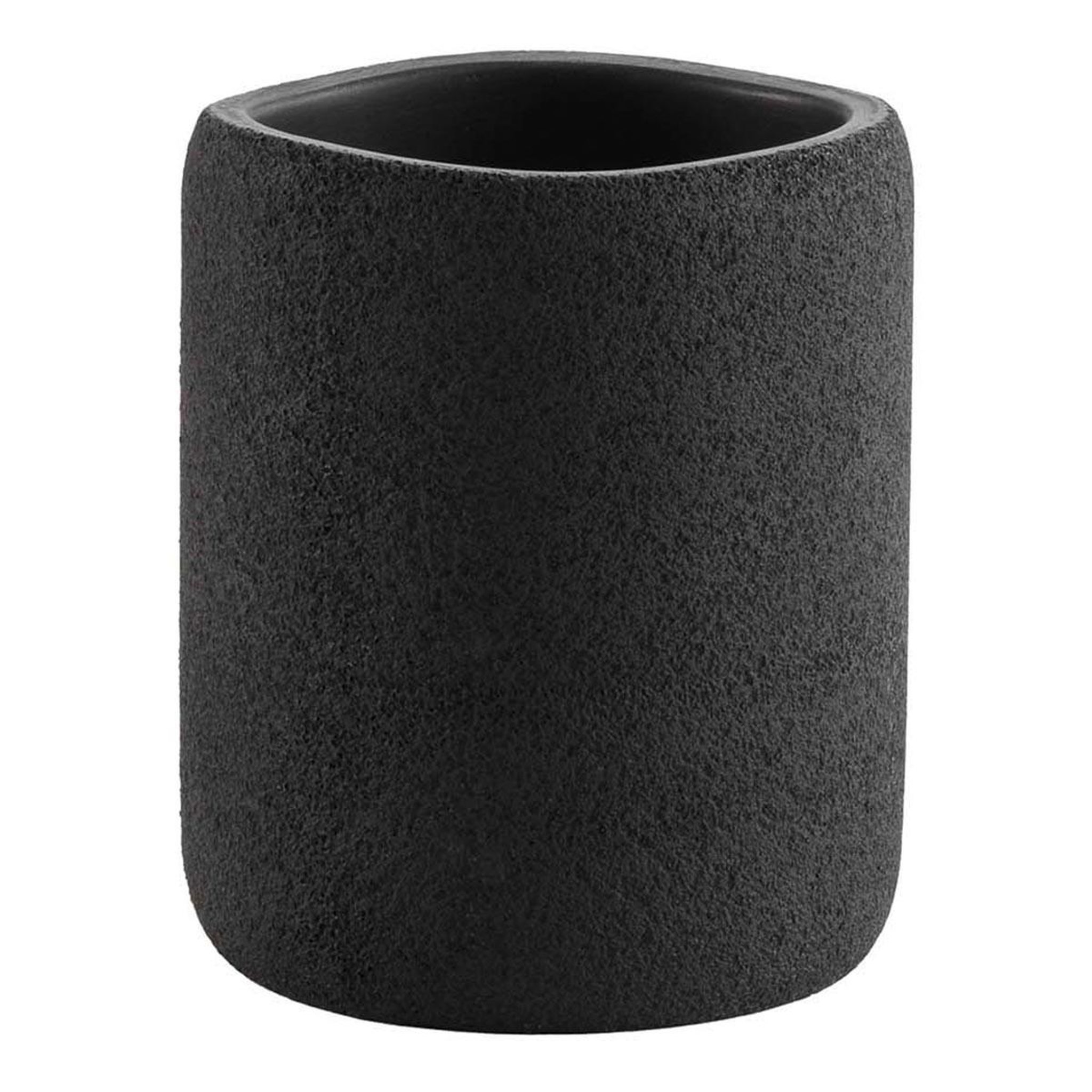 Douceur d'Intérieur Gobelet salle de bain en résine  aquamarbre  10cm noir