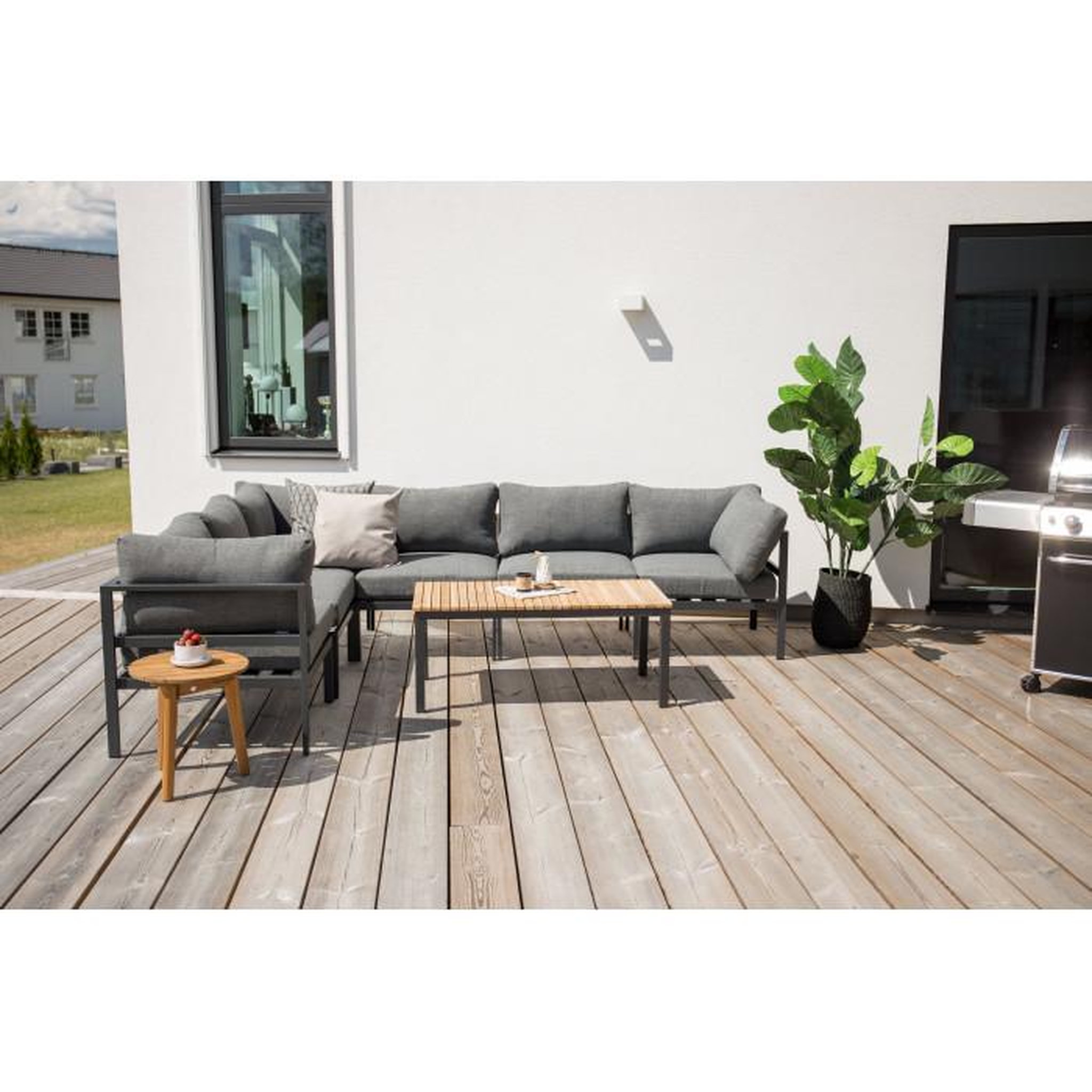 Voir la diapositive 4 : Paris Prix Table Basse de Jardin  Brasilia  110cm Naturel & Noir