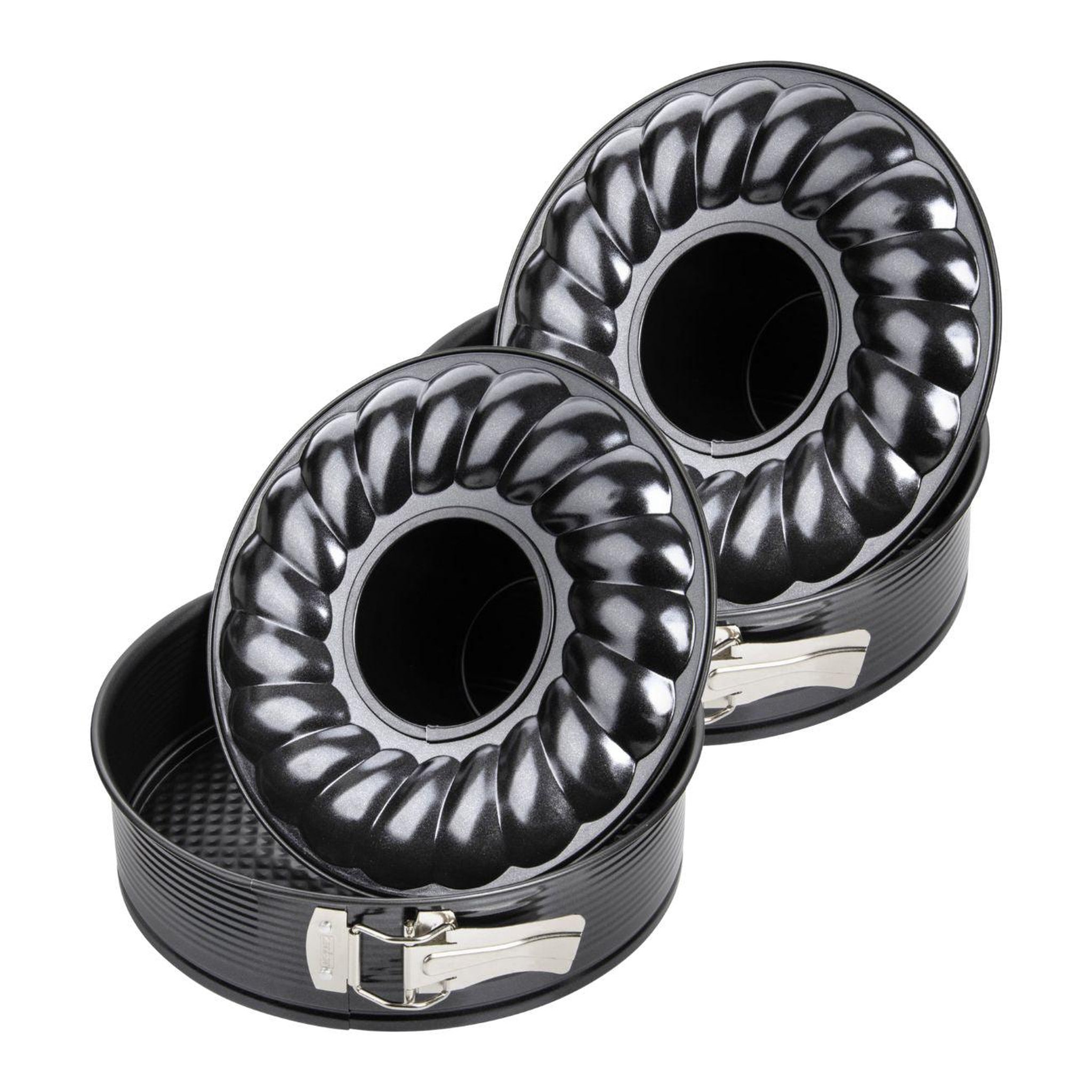 ZENKER Lot de 2 moules à gâteaux 28/28/6,5 cm en acier black metallic black mettallic zenker  black mettallic