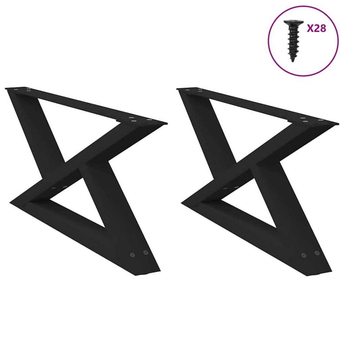 VIDAXL Pieds de table basse 2 pcs noir 70x(30-31,3) cm acier