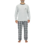 PIERRE CARDIN Ensemble Pyjama long homme en popeline à carreaux et Logo poitrine. Coloris disponibles : Gris