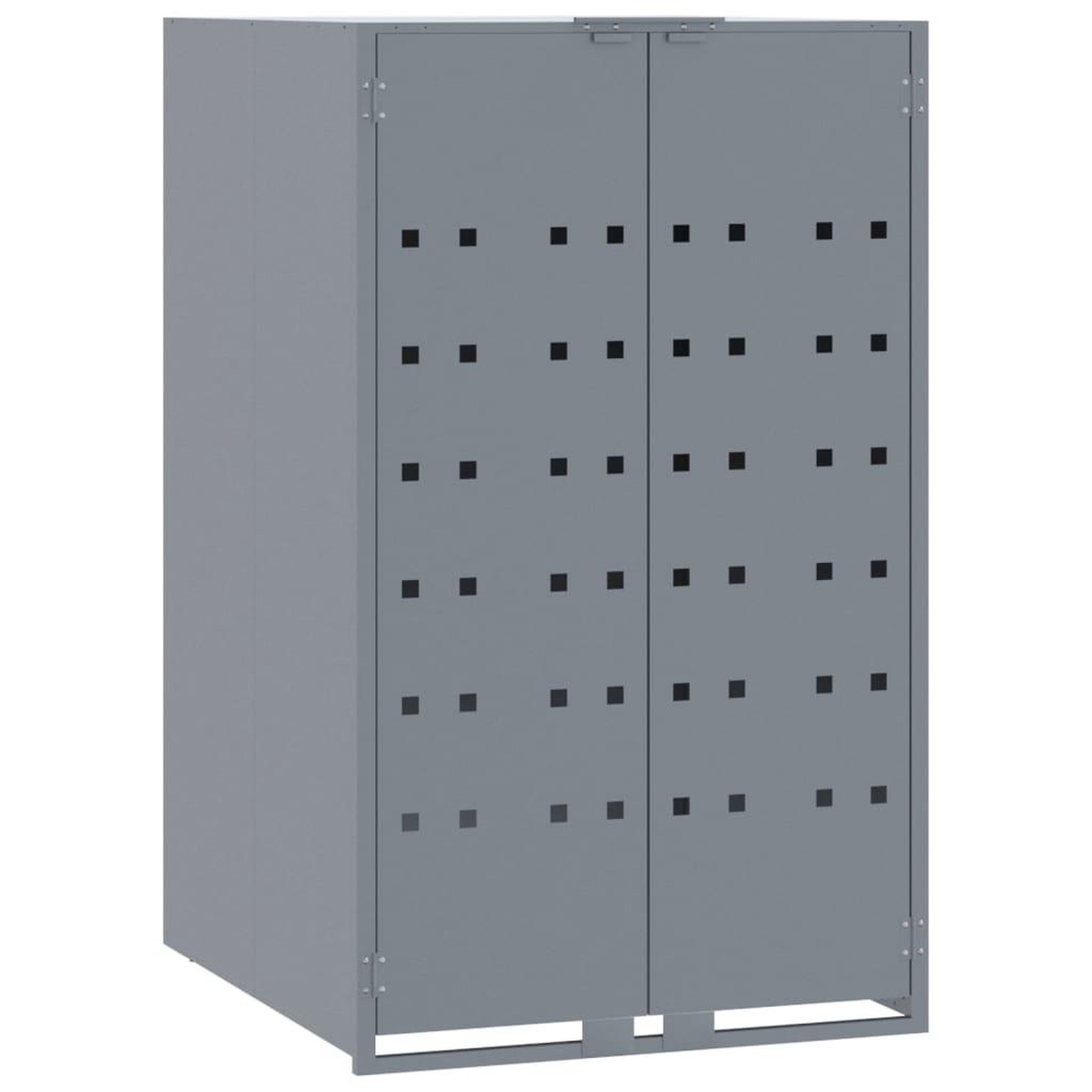 Voir la diapositive 4 : VIDAXL Rangement a roulettes pour poubelles pour 4 bacs gris acier