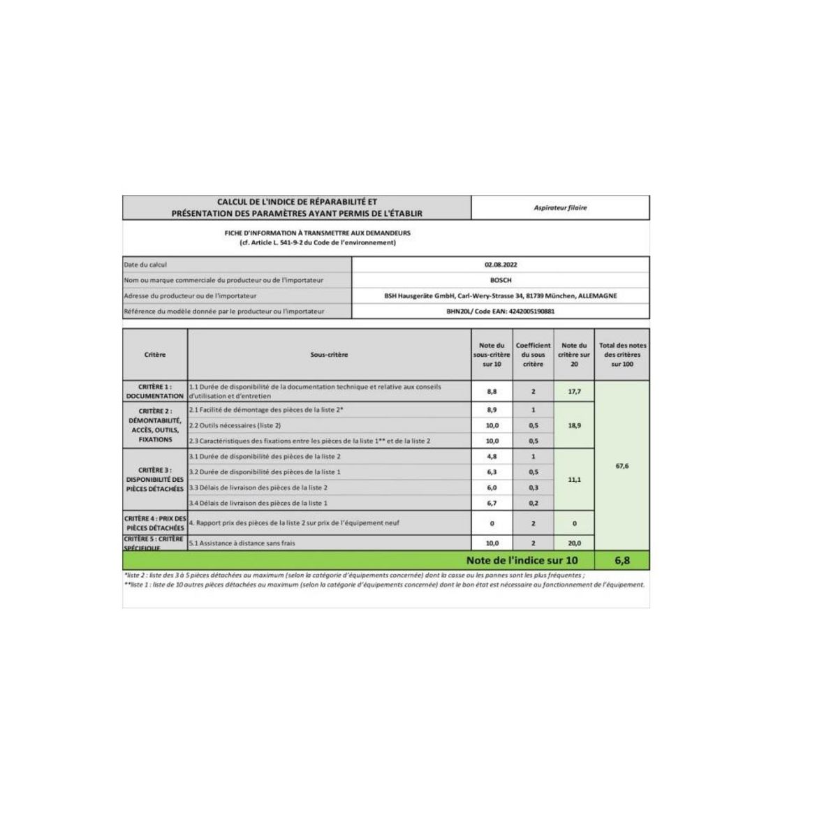 BOSCH Aspirateur à main rechargeable 20v - bhn20l